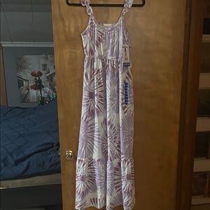 Purple and White Tie-Dye Maxi Dress